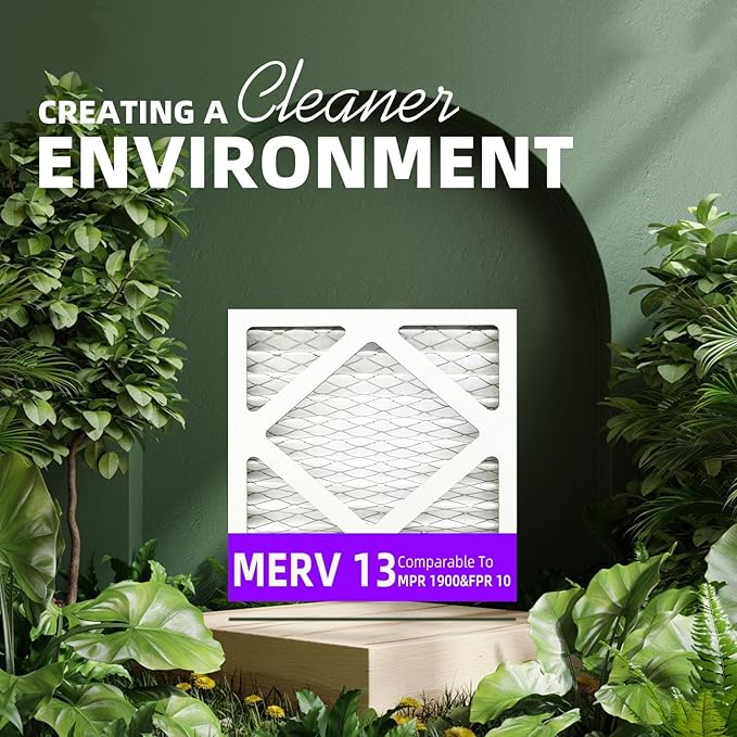 10x10x1 MERV 13 (6-Pack) Pleated Air Filter (Actual Size: 9.75" x 9.75" x 0.75") MPR 1500-1900 & FPR 10, Furnace Air Filters, 10x10x1 air filter