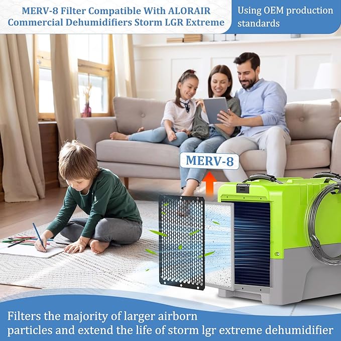 4 Pack, MERV-8 Air Filter Compatible with Alorair Commercial Dehumidifiers Storm LGR Extreme,12.2"x9.9"x0.4", Only Applicable to Storm LGR Extreme Dehumidifier
