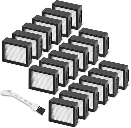 Filter Replacement for Roomba E I & J Series i7 i7+/plus i3 i3+ E5 E6 E7 i4 i6 i6+ i8 i8+ Vacuum Cleaners Parts, 18 Pack 4639161 High Efficiency Filters + 1 Cleaning Brush