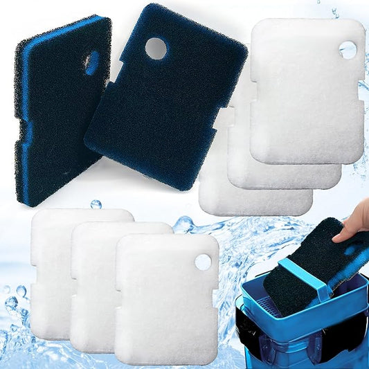 Replacement Canister Filter Pads for Cascade 700/1000 CCF2UL/CCF3UL Generic Aquarium Floss Media, 2 Upgraded Activated Carbon-Coarse-Activated Carbon Filter Pads and 6 White Floss, 8Pcs