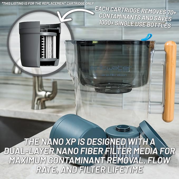 Epic Nano XP Water Filter – Made in USA – Removes 70+ Contaminants Including PFAS, Lead, Bacteria, Viruses and Microplastics – 100 Gallon Capacity – Replaceable Inner Cartridge – Recyclable