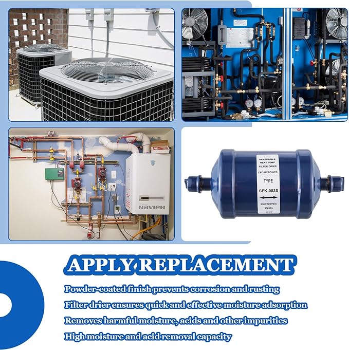 BOJACK Refrigerant Filter Drier Bi-Flow Liquid Line SFK-083S 3/8" Sweat Filter Dryer for Refrigeration for CFC HCFC HFC Heat Pump or Straight Cool Air Conditioners Systems from 1 to 5 Tons