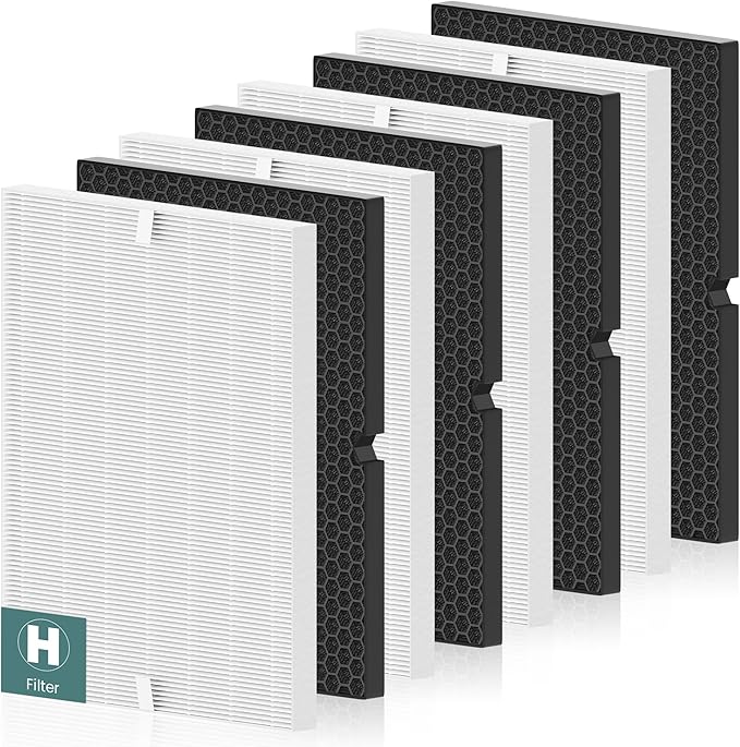 116130 Replacement Filter H for Winix 5500-2 AM80 Plasmawave Air Purifier, Includes 4 Pack True HEPA Filter and 4 Pack Activated Carbon Filter
