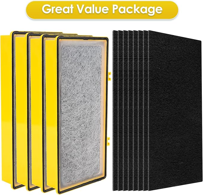 (12 Pack) AER1 Filter 4 HEPA Filters + 8 Carbon Booster Filters Compatible With Holmes AER1 Type Total Air Filter HAPF30AO-Odor Eliminator Filter, True HEPA Filter, Replacement Filter Accessories