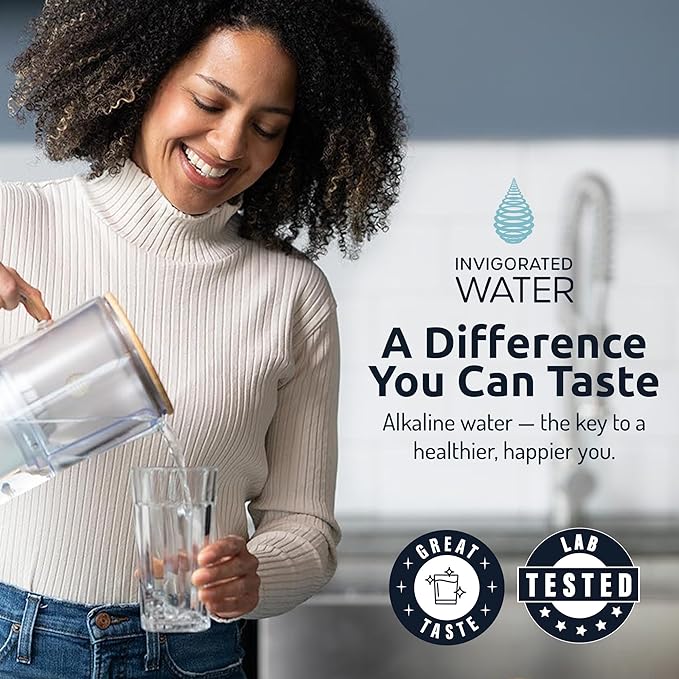 Invigorated Water PH001 Ultra Alkaline Water Filter – Replacement Water Filters for Pitchers – pH Water Filter Cartridge – For Alkaline Water Filter Pitcher, 96 Gallon Capacity (1-Pack White)