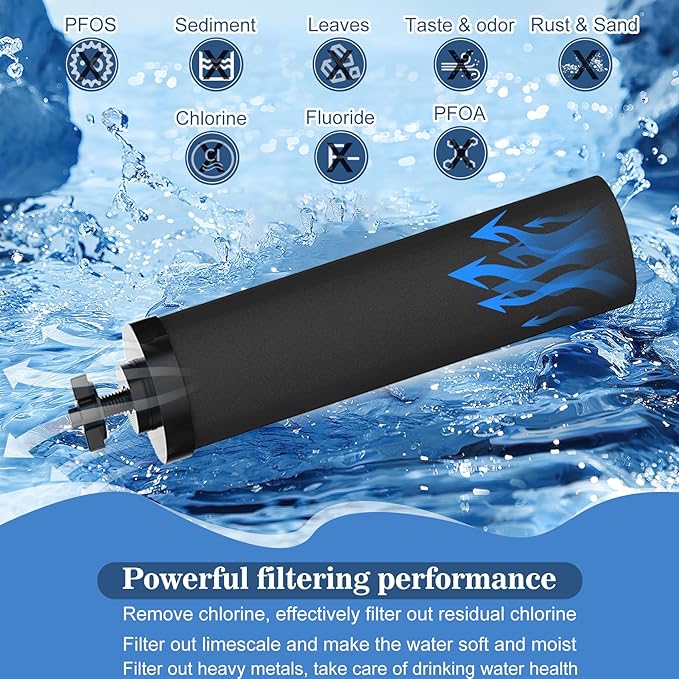 NSF/ANSI 42 Certified Black Purification Elements, for BB9-2® Water Filters Replacement, Compatible with Berkey Gravity Filtration System, Replacement for Berkey Black Filter, Pack of 2
