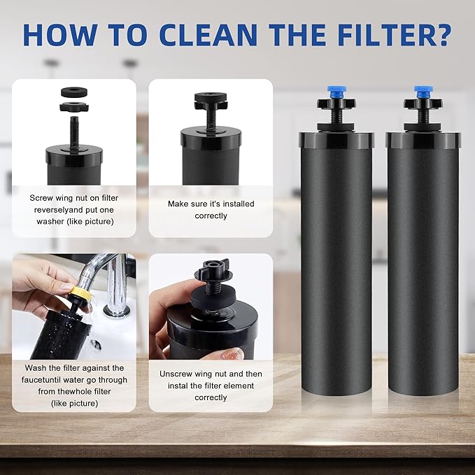 Black Water Filter Replacement fit for Ber.key Gravity Water Filtration System Black Activated Carbon Filter Replace BB9-2 Compatible with Gra-vity Filtration System by Fetechmate,4 pack