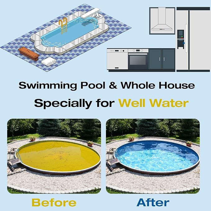 H&G Lifestyles Whole House Water Filter for Well Water,Reduce Iron Manganese Fluoride GAC KDF Water Filer Cartridge, Chlorine Odor Heavy Metal Lead, Replacement for Any 10" x 4.5" Water Filter System