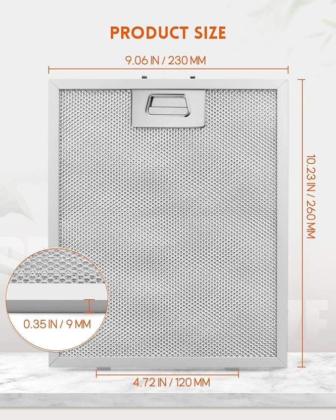 2 Pack Range Hood Filter Fit for Broan B5 Series, 9x10.25 Inch 5-Layer Stainless Steel Mesh Hood Vent Grease Filter, 230x260mm, Replacement S97018029, 1932913