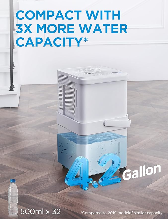 Midea Cube 50 Pint Dehumidifier for Basement and Rooms at Home for up to 4,500 Sq. Ft., Built-in Pump, Drain Hose Included, Smart Control, Works with Alexa (White), ENERGY STAR Most Efficient 2023