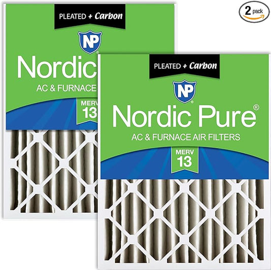 Nordic Pure 16x25x4 (15_1/2 x 24_1/2 x 3_5/8) Pleated Air Filters MERV 13 Plus Carbon 2 Pack