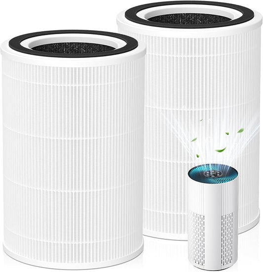 HAP604 Replacement Filter for ECOSELF HAP604 Air Purifier, 3-In-1 Air Filter Filtration with HEPA and Activated Carbon, 2 Pack, White