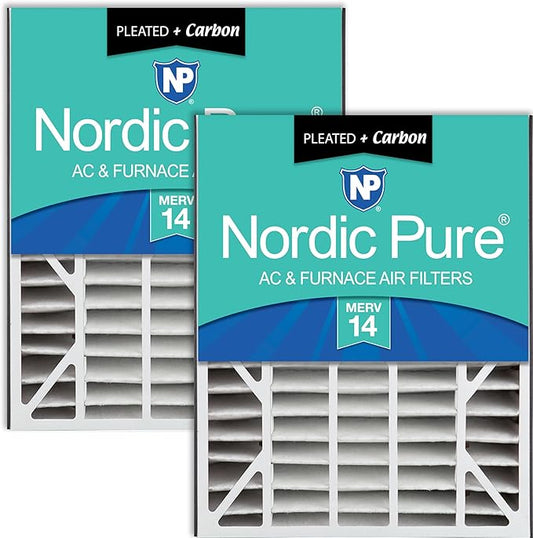 Nordic Pure 20x25x5 (19_3/4 x 24_1/4 x 4_7/8) Air Bear AC Filter Replacement MERV 14 Plus Carbon 2 Pack