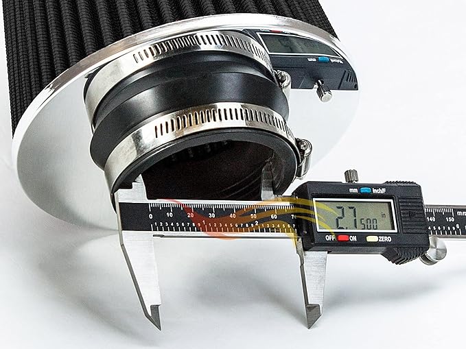 BLACK 2.75" 70 mm Inlet Cold Air Cone Replacement Performance Washable Clamp-On Dry Air Filter