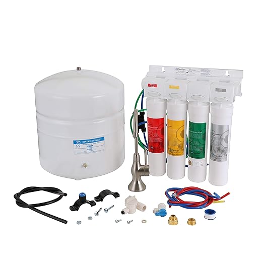 Watts Premier RO Pure Plus VOC 4 Stage Reverse Osmosis System Module with Built-In Check Valve Shutoff, Four Easy Push Button Filters, Sediment Filter, Carbon Block Filter, VOC Filter, Membrane