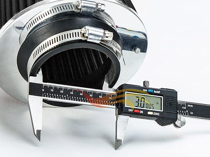 BLACK 3" 76 mm Inlet Cold Air Cone Replacement Performance Washable Clamp-On Dry Air Filter