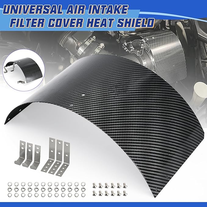 PTNHZ Universal Stainless Steel Air Intake Filter Cover Heat Shield Fits for 2.5-3.5" Cone or Cylinder Filter Carbon Fiber