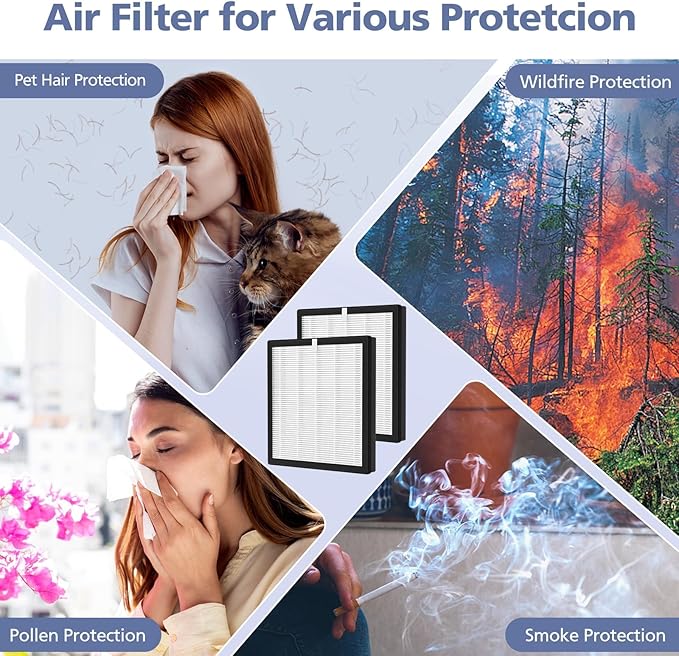 G3 Air Purifier Repalcement Filter Compatible with AMEIFU G3 Sferf-30 (FXAP2W), for VEWIOR A3, For Tailulu HQZZ-260 Air Purfier, 3-in-1 True HEPA Air Cleaner Filter, 2 Pack