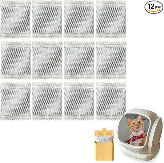 12 Pack Activated Charcoal Filters Refills for Meowant Automatic Litter Box, Pet Odor Eliminator for Meowant Self-Cleaning Cat Litter Box