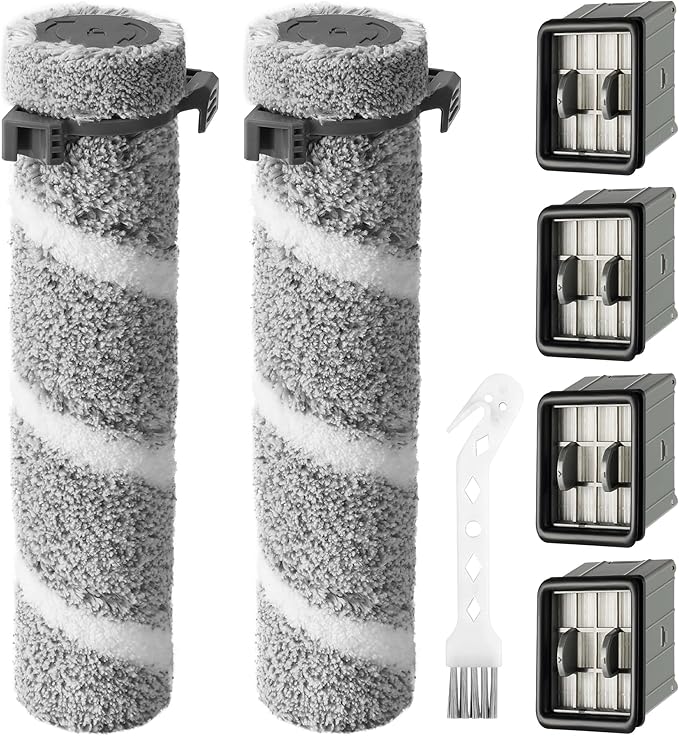 3930F 3933 3930 Brush Roll Filter Replacement Kit for Bissell CrossWave OmniForce Edge Cordless Multi-Surface Hard Floor Cleaner Wet Dry Vacuum, 2 HEPA Filters, 4 ZeroGap Brush Roll, 1 Cleaning brush