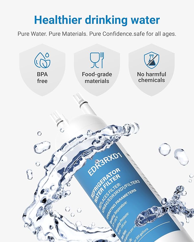 EDR3RXD1 Replacement Water, Compatible with 4396841, 4396710, KAD3RXD1, WHR3RXD, Kenmore 46-9083, 46-9030, 3 Pack