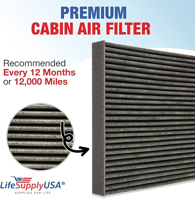 LifeSupplyUSA Replacement Premium Cabin Air Filter Replacement CP134 (CF10134) with Activated Carbon Washable/Reusable Compatible with Honda & Acura Vehicles