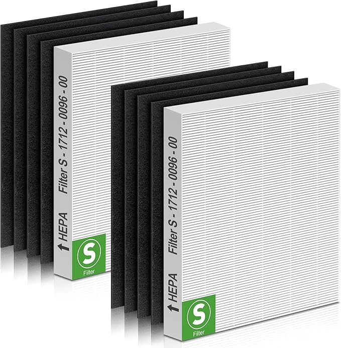 2 Pack C545 HEPA Filter S for C545 Air Purifiers, Compatible with Winix C545 Air Filter Replace Part 1712-0096-00 and 2522-0058-00, 2 × H13 True HEPA + 8 Pre-Filters