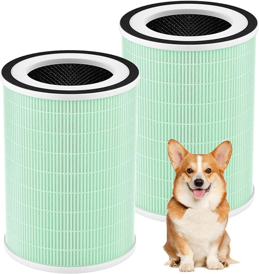 2 Pack True HEPA Filter, 4 in 1 Pet Replacement Filter, 360 4-Stage Filtration, Compatible With Afloia KILO, KILOPLUS, KILOPRO, MIRO, MIRO PRO, MORENTO MR-Kilo, Kalo Air Purifier, Green