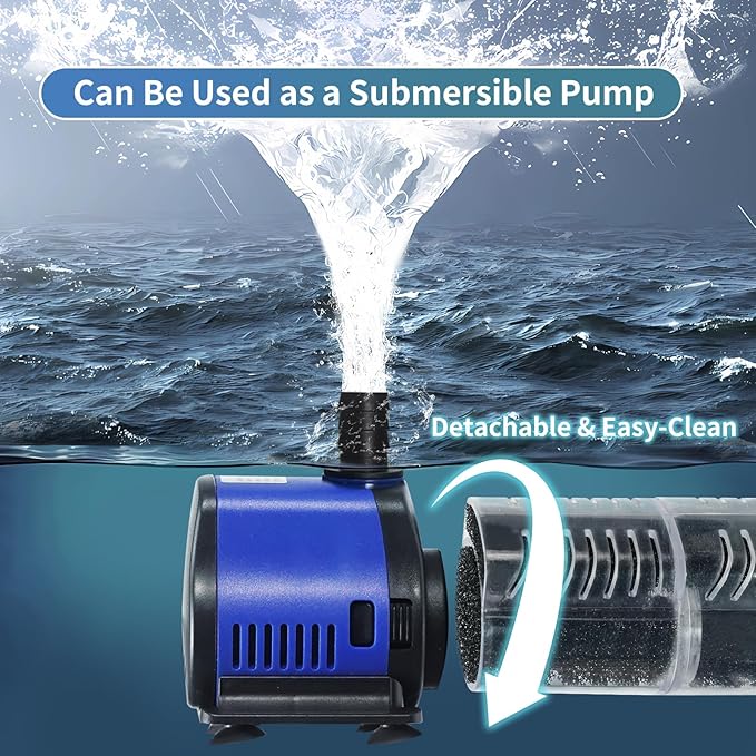 TARARIUM Aquarium Filter 400GPH for 55-200 Gallon Fish Tank, Biochemical Quiet Submersible Internal Powerful Pump Air Supply, Wave Maker 4 in 1, Small Ponds, Saltwater & Freshwater Crystal Clear