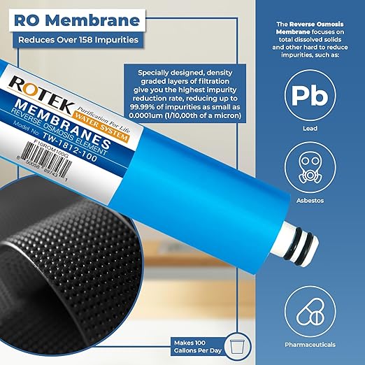 Rotek Water Systems Reverse Osmosis Water Filter Set | 7 Replacement Water Filters with No Membrane | 1 Year Supply | Under Sink RO Water Filter Kit | PP, GAC, CTO, PC | Universal 10 Inch Size