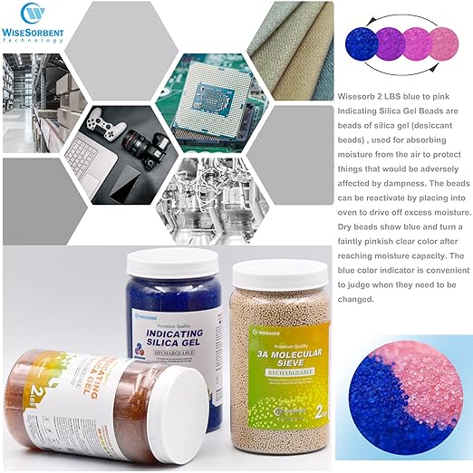 2 LBS Blue to Pink Indicating Silica Gel Beads, Reusable Silica Gel Desiccant Dehumidifier