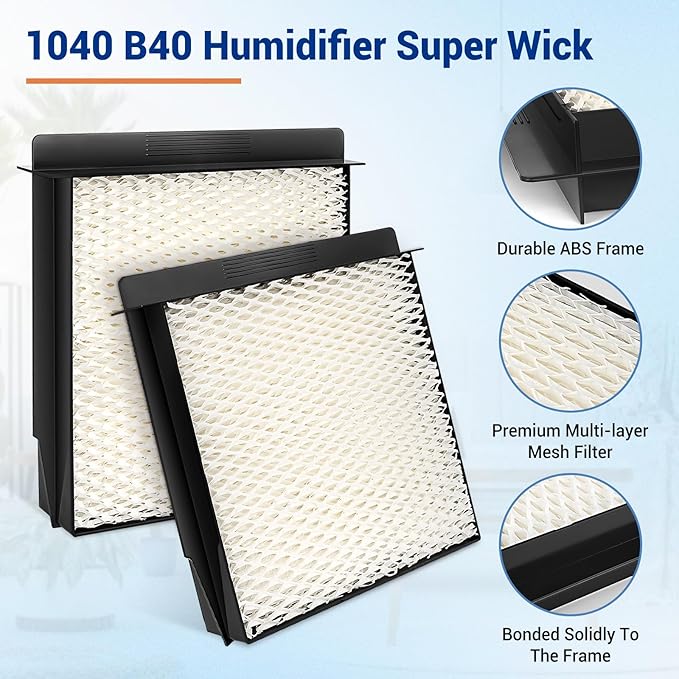 1040 Wick Humidifier Filter Replacement for Essick Air AIRCARE Humidifier Filter B40 B40-C 3D6 100 5D6 700 7D6-100 E35000 CM330AWHT CM330DWHT, Humidifier Filters Fit Moist Air MA0300 (4 pcs, white)