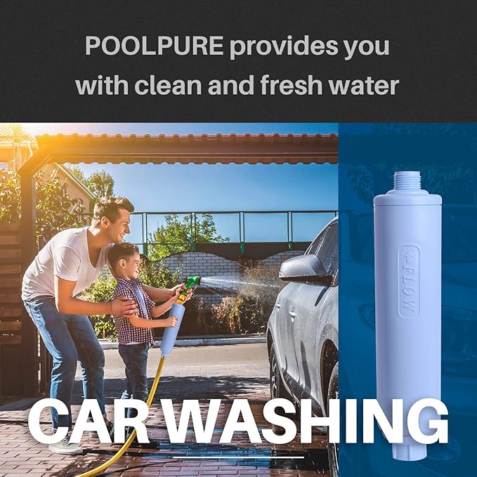 POOLPURE Garden Hose End Pre Filter for Pool, Hot Tub, Spa, Greatly Reduces Chlorine, Heavy Metals, Odor, Fits Any Standard 3/4" Garden Hose Thread, Up to