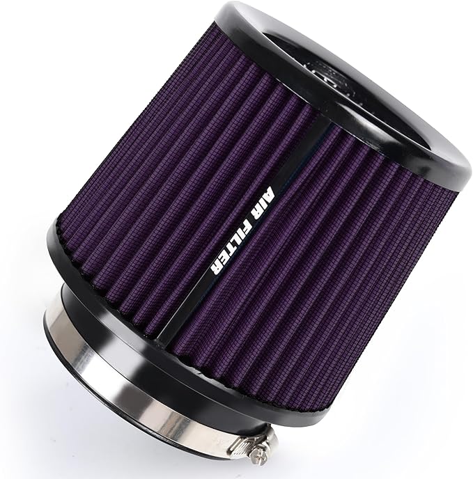 4 Inches Cold Air Intake Filter 3" or 3.5" or 4" High Performance Washable Clamp-On Replacement Cone Air Filter 3 in 1 Size Purple