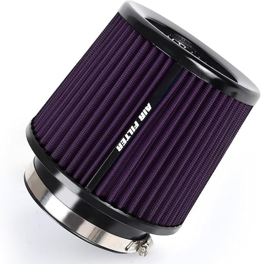 4 Inches Cold Air Intake Filter 3" or 3.5" or 4" High Performance Washable Clamp-On Replacement Cone Air Filter 3 in 1 Size Purple