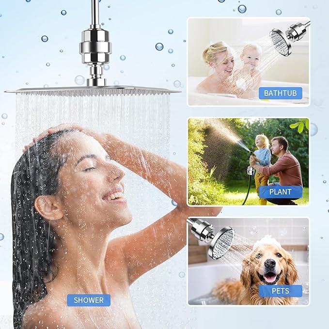 20-Stage Shower Filter-Shower Head Filter for Hard Water, with 3 Replaceable Filter Cartridges, High Output Shower Water Filter for Removing Chlorine and fluoride, Polished Chrome