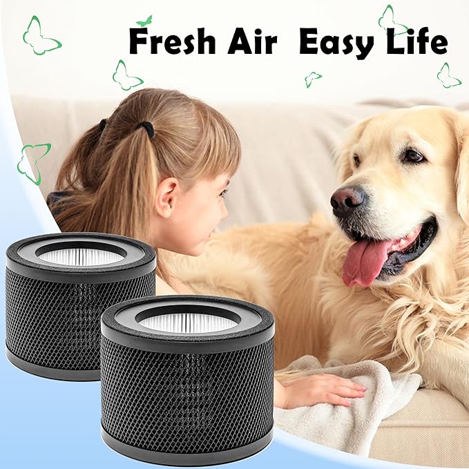 TT-AP001 True HEPA Filter Replacement, Compatible with TaoTronics TT-AP001 and and VAVA VA-EE014 Air Purifier, H13 True HEPA Filter & Activated Carbon Filter, 2 Pack