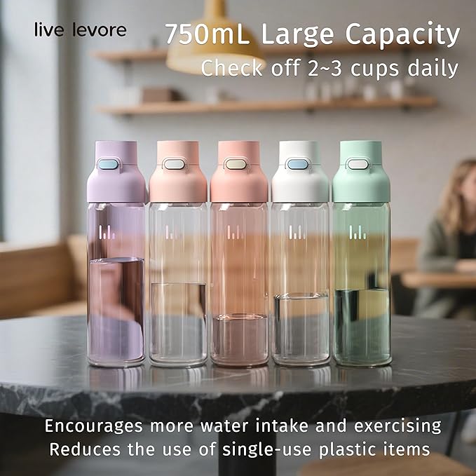 750ml Leak Proof Water Bottle with Flip Top Lid, BPA-Free USA Tritan Drink Bottle, Dishwasher Safe for Office, Outdoor & Daily Use (Coral Blush, 1 Pack)