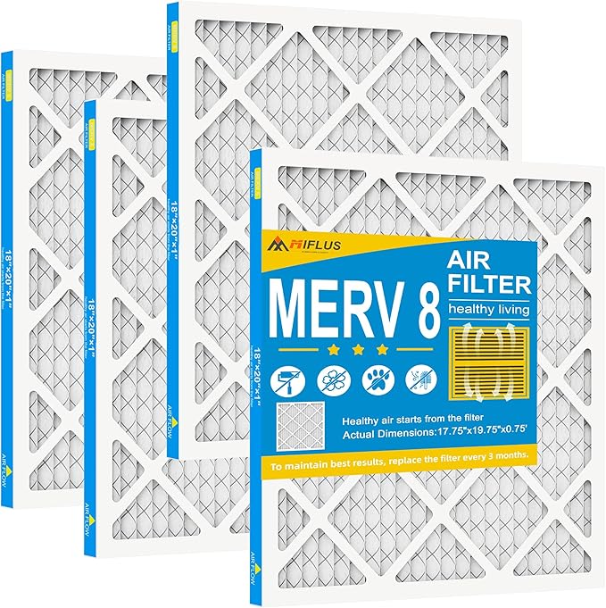 18x20x1 Air Filter,MERV 8,Furnace Air Filter for HVAC,Dust Defense-4packs by MIFLUS