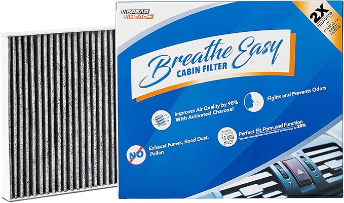 Spearhead Odor Defense Breathe Easy AC & Heater Cabin Filter | Fits 2011-23 300, 2011-23 Challenger, 2011-23 Charger Like OEM | Up to 25% Longer Lasting w/Activated Carbon (BE-668)