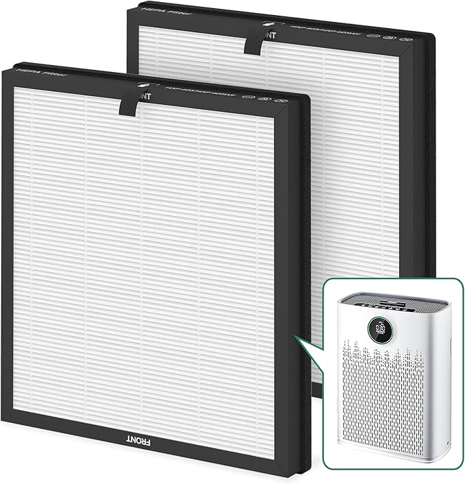 2 Packs HAP-603 Replacement Filter Compatible with ECOSELF HAP603 Air Cleaner Purifier, 3-in-1 HAP603 Replacement Filter, White