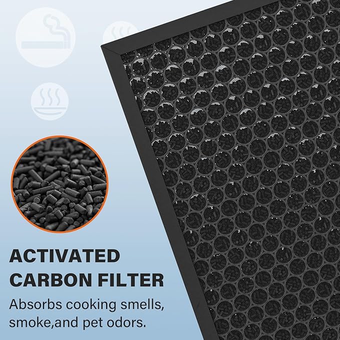 Air400 Filter Replacement for Bissell Air400, 2 True HEPA and 2 Carbon Filter with 8 Pre-Filter, Compared to Part #2521,2520,3365