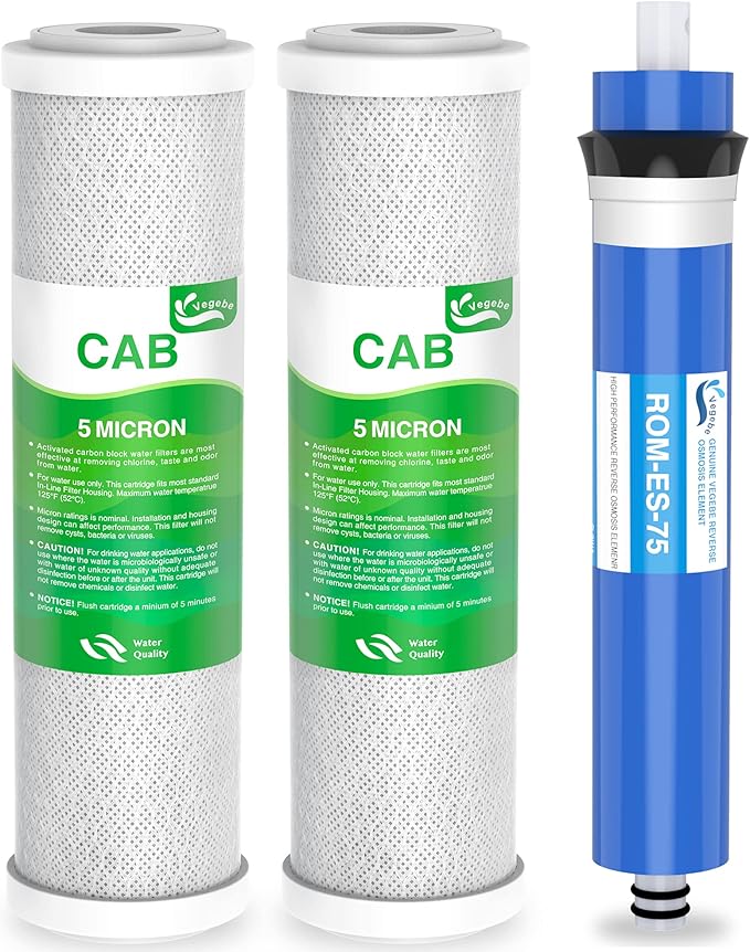 Combo Pack FX12P and FX12M or TFM-24 Water Filter Replacement, Compatible GE RO Set GXRM10RBL GXRM10G Reverse Osmosis Systems, 2x Carbon Block Filters, 1x RO Membrane Filter