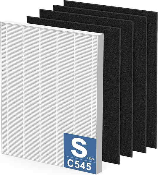 C545 HEPA Replacement Filter S Compatible with Winix C545 Air Purifier, Replaces Part 1712-0096-00 and 2522-0058-00, 1 HEPA Filter + 4 Activated Carbon Filters, 1 Pack