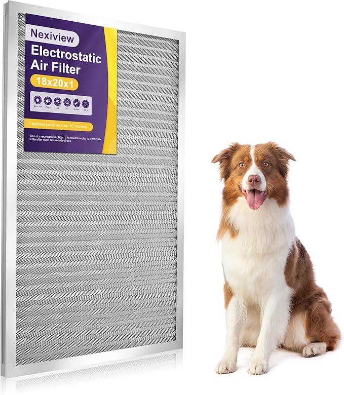 18x20x1 Furnace Filter-MERV8, Washable & Reusable Electrostatic Air Filter, AC/HVAC Furnace Filter, Permanent Air Filter, Breathe Fresher, Easy Install