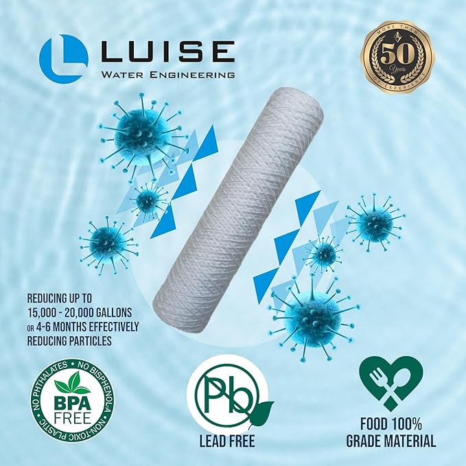 Luise String Wound Whole House Water Filter Replacement (10"x2.5") - 25 Micron Durable String Wound Water Filter Cartridge - (L511.1000)