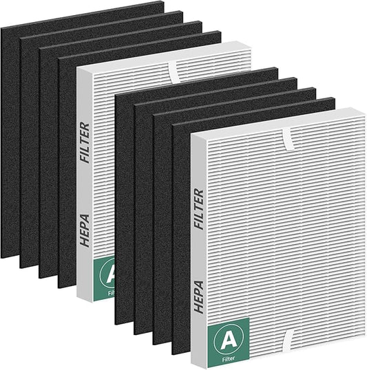 Improvedhand 115115 Filter A Replacement Compatible with Winix PlasmaWave Air Purifier C535 5300 5300-2 6300 6300-2 5000 9000 C909 AM90, 2 Pc H13 True High Efficiency Filter and 8 Pc Carbon Pre-filter