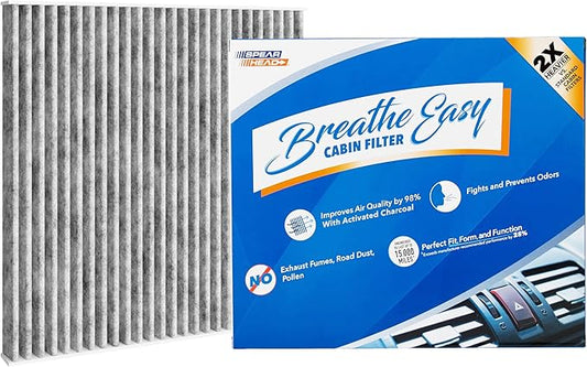 Spearhead Odor Defense Breathe Easy AC & Heater Cabin Filter | Fits 2017-21 NV200, 2014-19 Versa, 2014-18 Versa Note Like OEM | Up to 25% Longer Lasting w/Activated Carbon (BE-237)