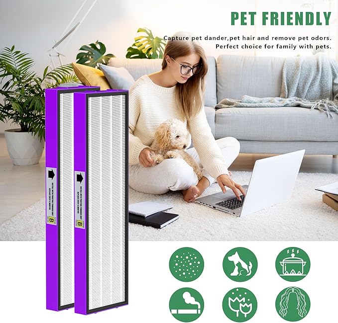 4 Packs FLT4850PT FLT4825 HEPA Filter b Replacement Pet Compatible with AC4825 AC4825E AC4825W AC4300 AC4800 AC4900 AC4850 Air Cleaner Purifier with 8 activated carbon pre-filters