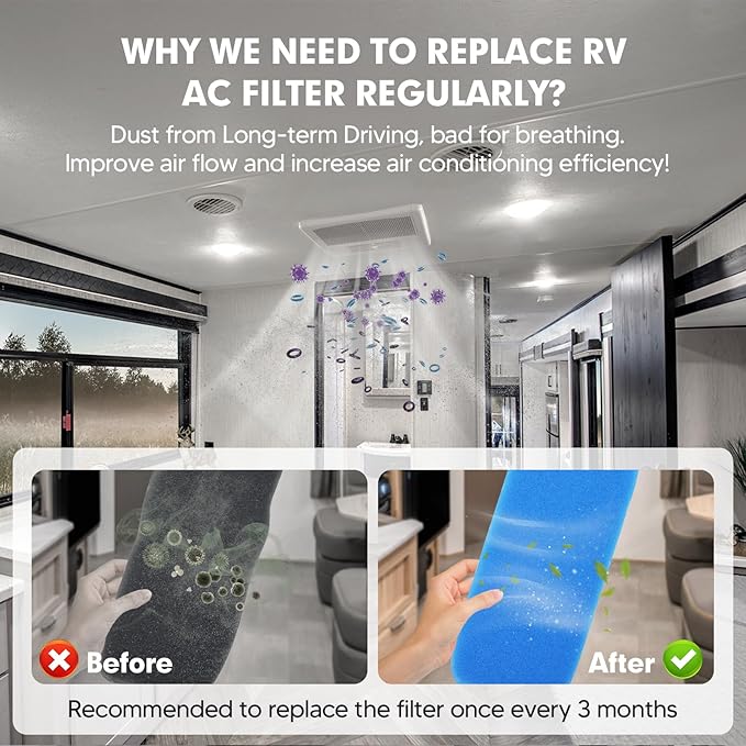 4-PACK RV AC Filter RV Air Filters Replacement for Air Conditioner Vent, Washable AC Filter 12.875 x 5.5 for Camper Vent MERV 6 AC 160g